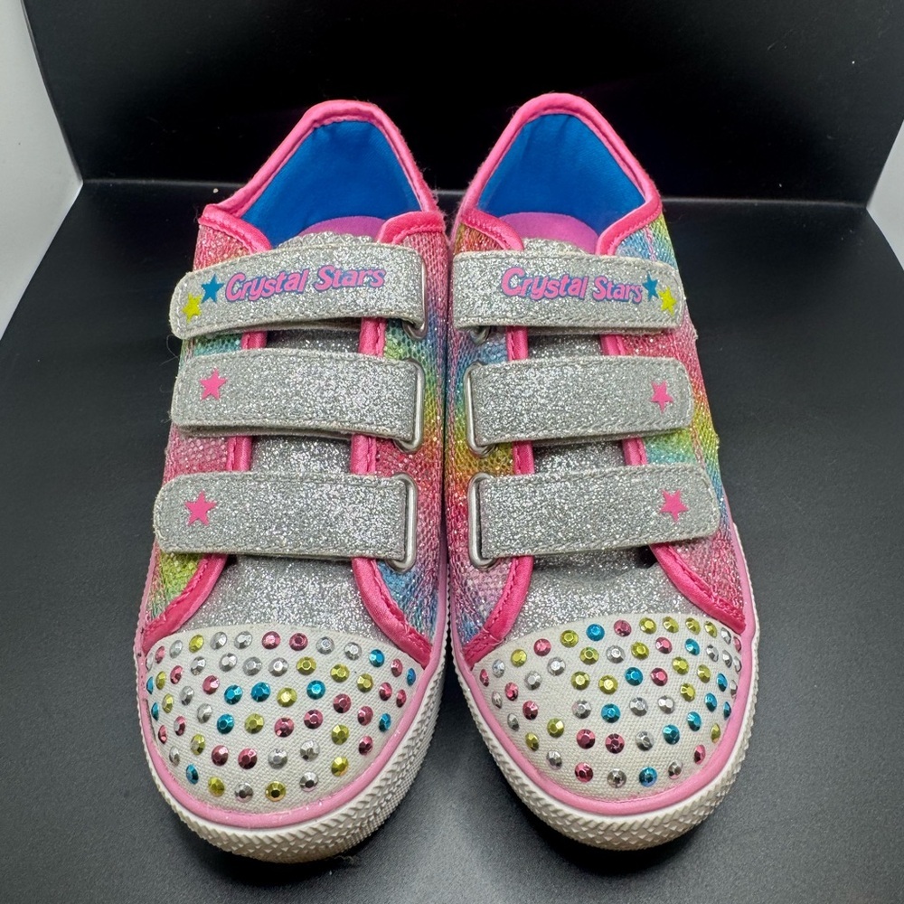Skechers Crystal Stars Kids Glitter Pink Multi-Color Slip-On Sneakers